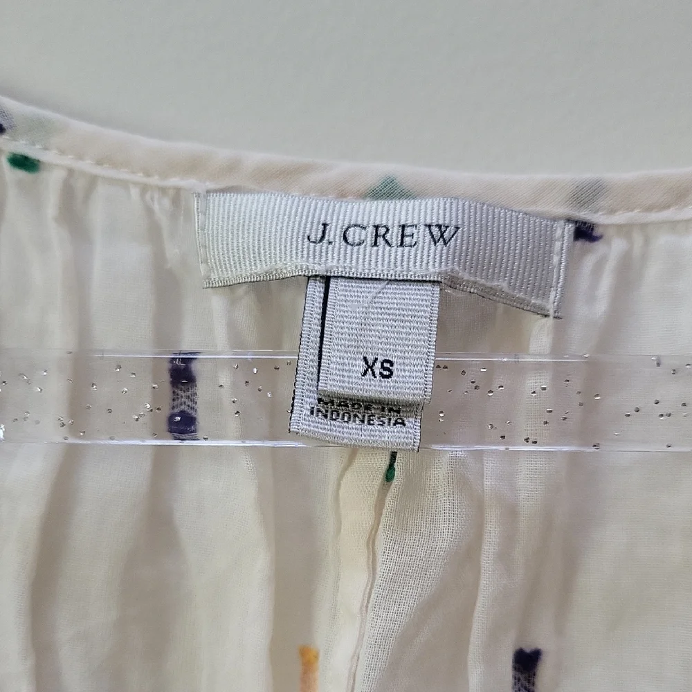 J. Crew Ivory Dot Peasant Top, XS - Picture 3 of 7